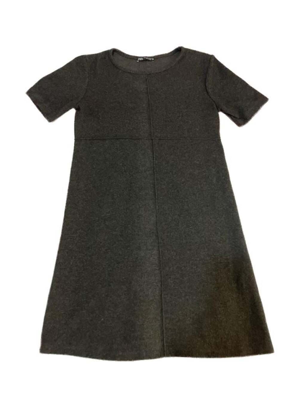 Zara Charcoal Grey Exposed Seam Knit Mini Dress Size S